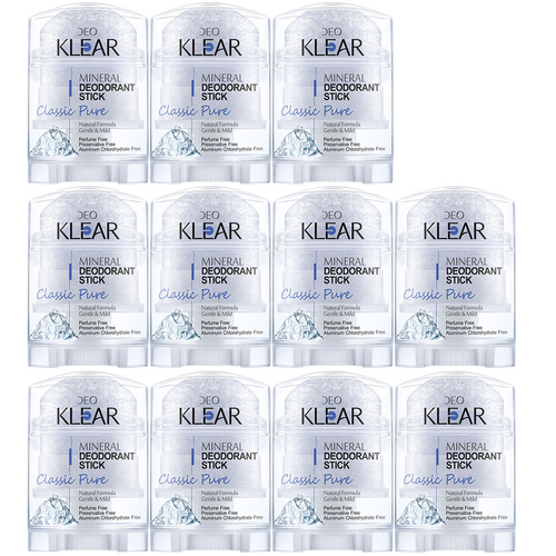 Deoklear Mineral Deodorant Classic Pure 70g Fragrance Free Pack of 11