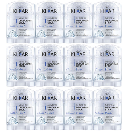 Deoklear Mineral Deodorant Classic Pure 70g Fragrance Free Pack of 12