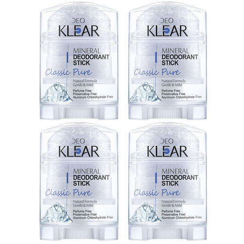 Deoklear Mineral Deodorant Classic Pure 70g Fragrance Free Pack of 4