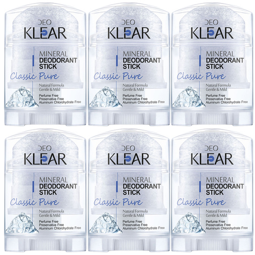 Deoklear Mineral Deodorant Classic Pure 70g Fragrance Free Pack of 6