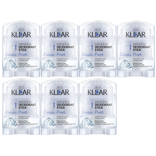 Deoklear Mineral Deodorant Classic Pure 70g Fragrance Free Pack of 7