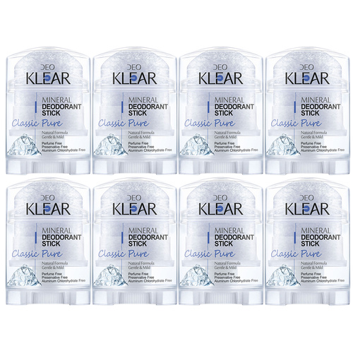 Deoklear Mineral Deodorant Classic Pure 70g Fragrance Free Pack of 8