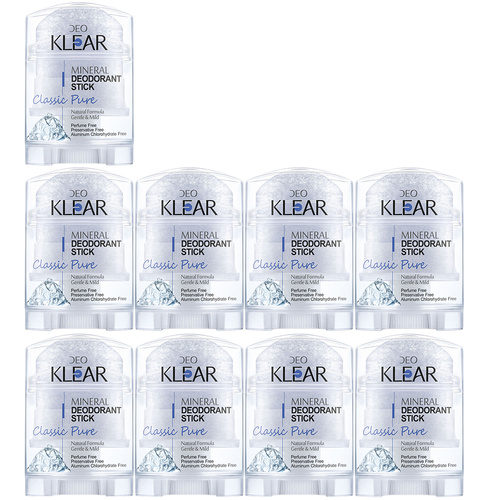 Deoklear Mineral Deodorant Classic Pure 70g Fragrance Free Bundle Pack 9
