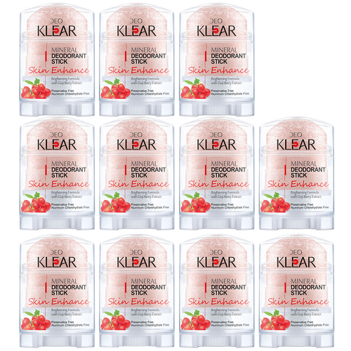 Deoklear Mineral Deodorant Skin Enhance Goji Berry 70g Aluminium Free Pack of 11