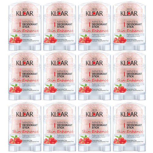 Deoklear Mineral Deodorant Skin Enhance Goji Berry 70g Aluminium Free 12 Pack