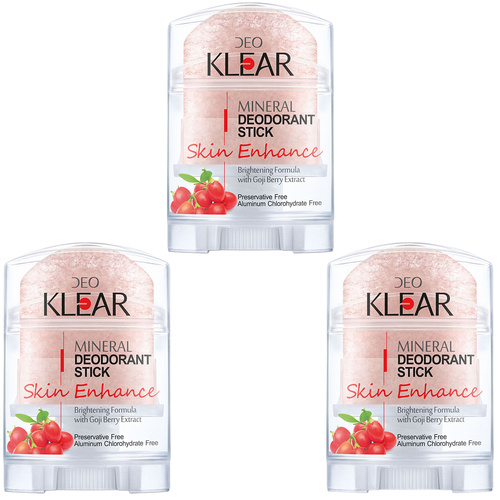 Deoklear Mineral Deodorant Skin Enhance Goji Berry 70g Aluminium Free 3 Pack