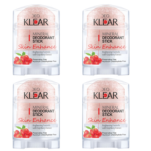Deoklear Mineral Deodorant Skin Enhance Goji Berry 70g Aluminium Free 4 Pack