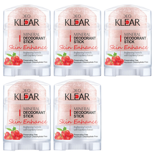 Deoklear Mineral Deodorant Goji Berry 70g Aluminium Free Bundle Pack of 5