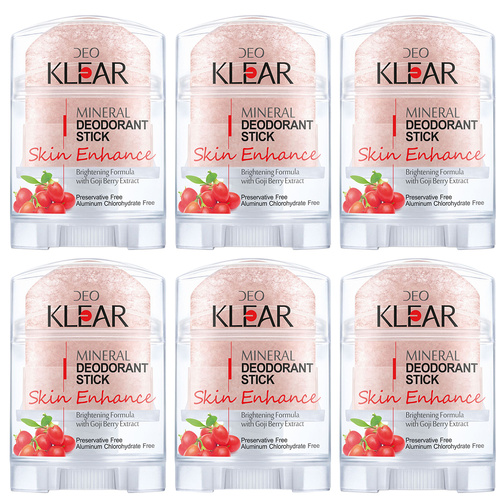 Deoklear Goji Berry Mineral Deodorant Skin Enhance 70g Aluminium Free 6 Pack