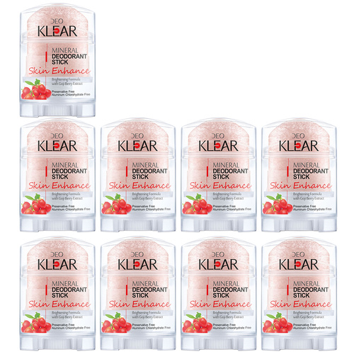 Deoklear Mineral Deodorant Skin Enhance Goji Berry 70g Aluminium Free Pack of 9