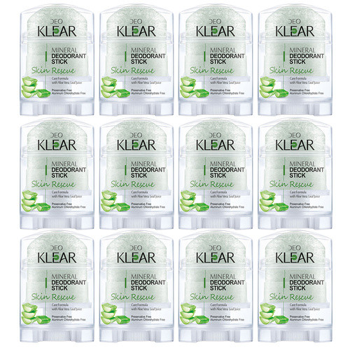 Deoklear Mineral Deodorant Skin Rescue Aloe Vera 70g Sensitive Skin 12 Pack
