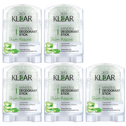 Deoklear Mineral Deodorant Skin Rescue Aloe Vera 70g Sensitive Skin 5 Pack