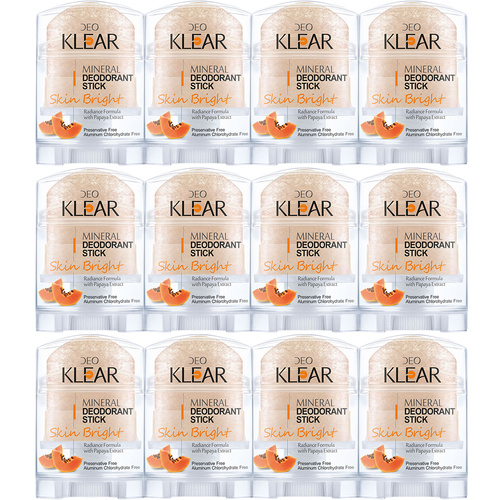 Deoklear Mineral Deodorant Skin Bright Papaya 70g Pack of 12 Brightening