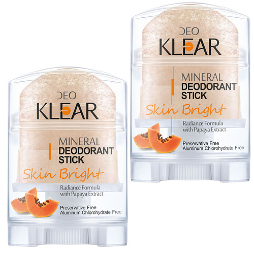 Deoklear Mineral Deodorant Skin Bright Papaya 70g Twin Pack Brightening Odour