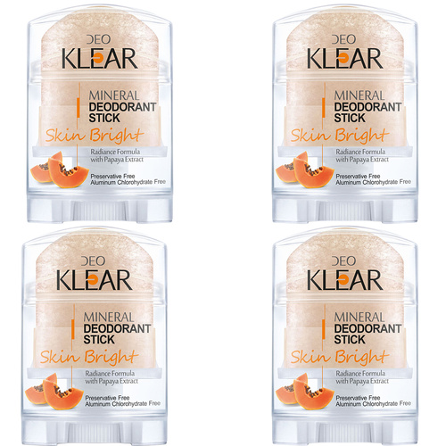 Deoklear Mineral Deodorant Skin Bright Papaya 70g 4 Pack Odour Protection
