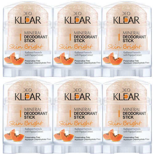 Deoklear Mineral Deodorant Skin Bright Papaya 70g Bundle 6 Pack Brightening