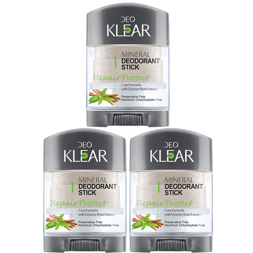 Deoklear Mineral Deodorant Repair Protect Licorice 70g Aluminium Free Pack of 3