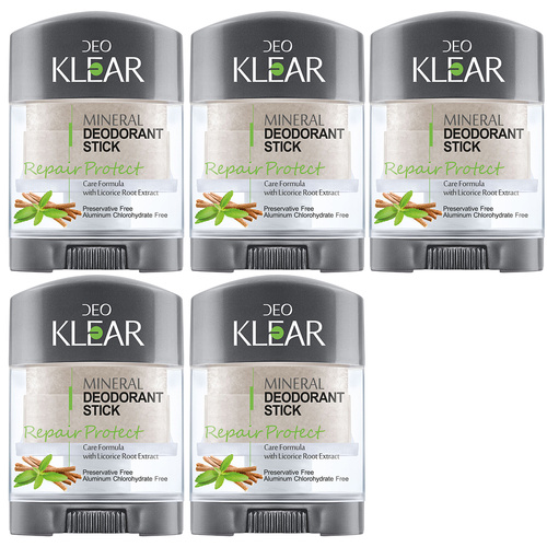 Deoklear Mineral Deodorant Repair Protect Licorice 70g Pack of 5 Aluminium Free