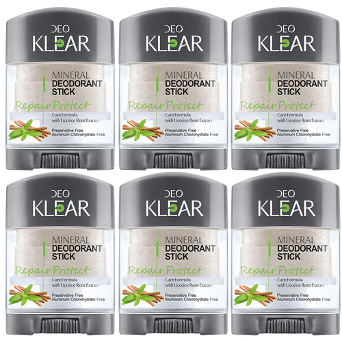 Deoklear Mineral Deodorant Repair Protect Licorice 70g Pack of 6 Aluminium Free