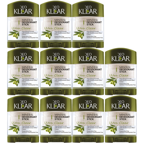 Deoklear Mineral Deodorant Ultra Clear Mediterranean Olive 70g Pack of 11
