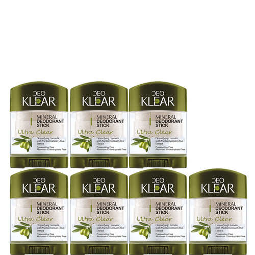 Deoklear Mineral Deodorant Ultra Clear Med Olive 70g Pack of 7 Aluminum Free