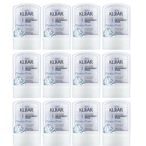 Deoklear Mineral Deodorant Classic Pure Fragrance Free 60g Pack of 12