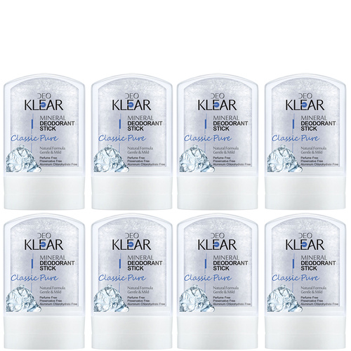 Deoklear Mineral Deodorant Classic Pure 60g Fragrance Free Aluminium Free 8 Pack