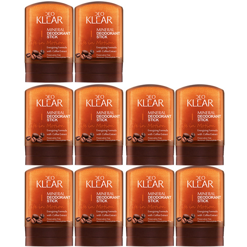 Deoklear Life In Motion Coffee Mineral Deodorant Stick 60g Pack of 10 Men