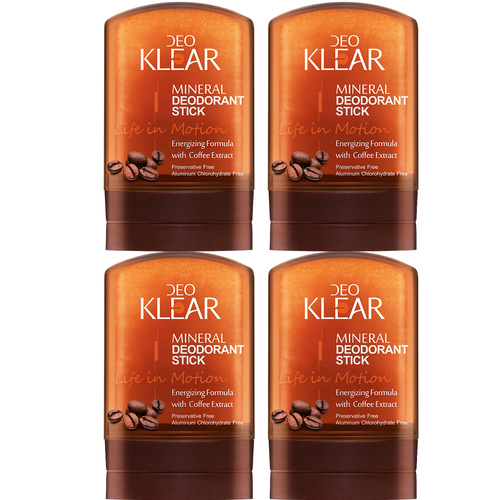 Deoklear Life In Motion Coffee Mineral Deodorant Stick 60g Pack of 4 Men