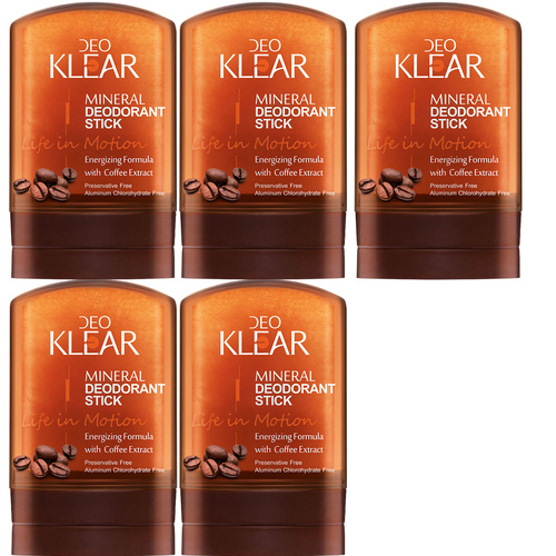 Deoklear Life In Motion Coffee Mineral Deodorant Stick 60g Pack of 5 for Men