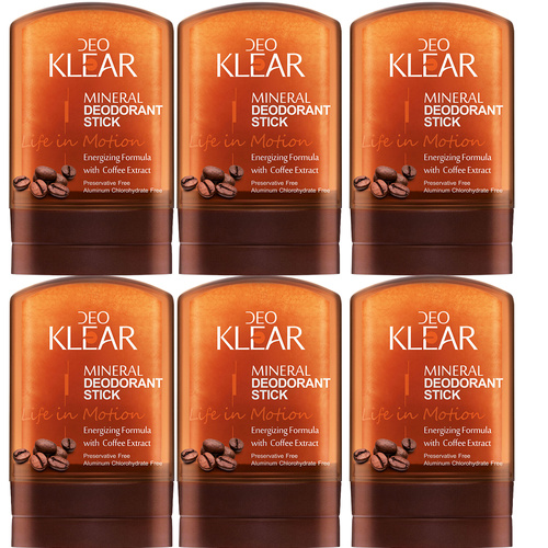 Deoklear Life In Motion Coffee Mineral Deodorant Stick 60g Men Pack of 6