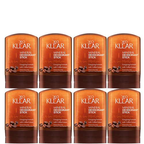Deoklear Life In Motion Coffee Mineral Deodorant Stick 60g Pack of 8