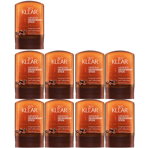 Deoklear Life In Motion Coffee Mineral Deodorant Stick 60g Pack of 9 Men