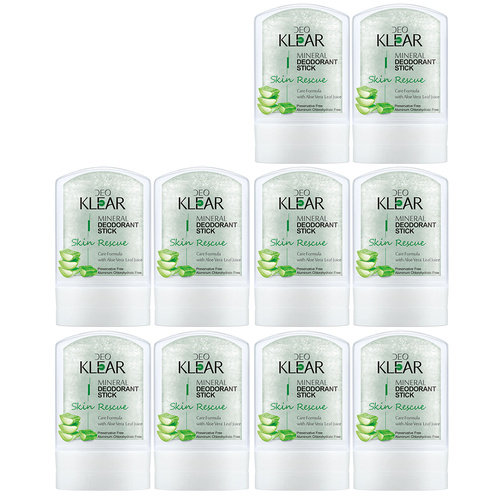 Deoklear Mineral Deodorant Skin Rescue Aloe Vera 60g Aluminium Free Pack of 10
