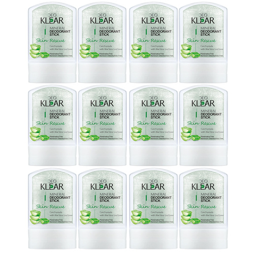 Deoklear Mineral Deodorant Skin Rescue Aloe Vera 60g Aluminium Free 12 Pack