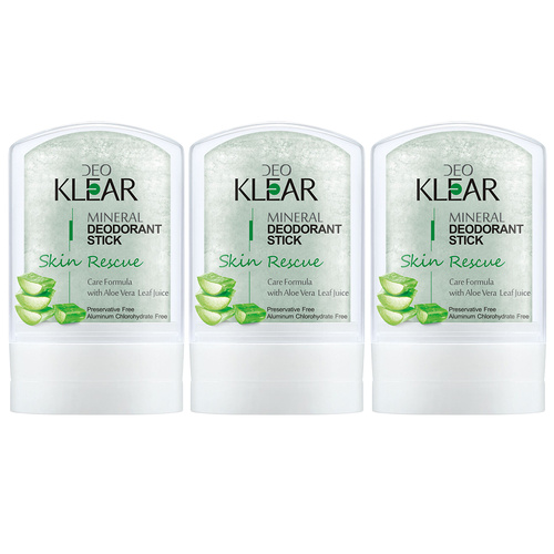 Deoklear Skin Rescue Mineral Deodorant Aloe Vera 3 Pack 60g Aluminium Free