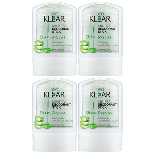 Deoklear Mineral Deodorant Skin Rescue Aloe Vera 60g Pack of 4 Aluminium Free