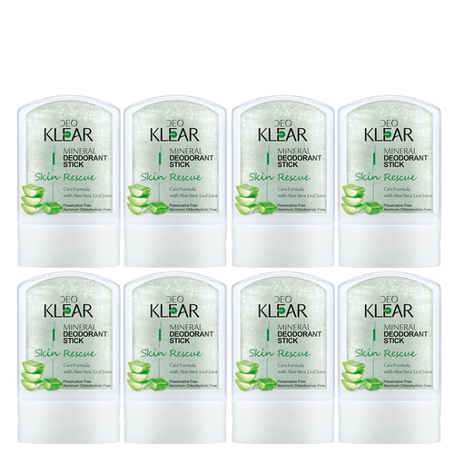 Deoklear Mineral Deodorant Skin Rescue Aloe Vera 60g Aluminium Free 8 Pack