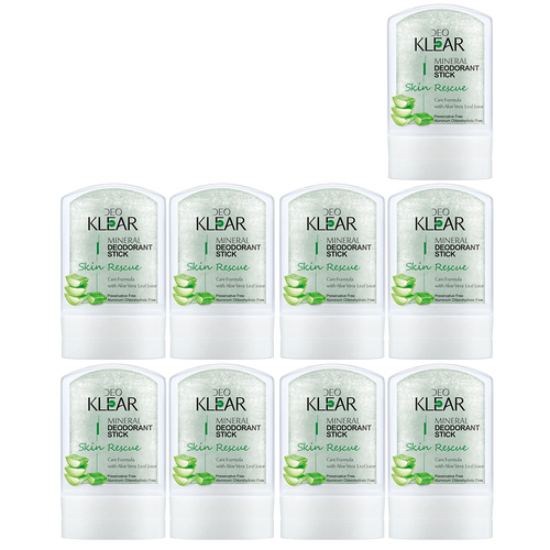 Deoklear Mineral Deodorant Skin Rescue Aloe Vera 60g Aluminium Free Pack of 9
