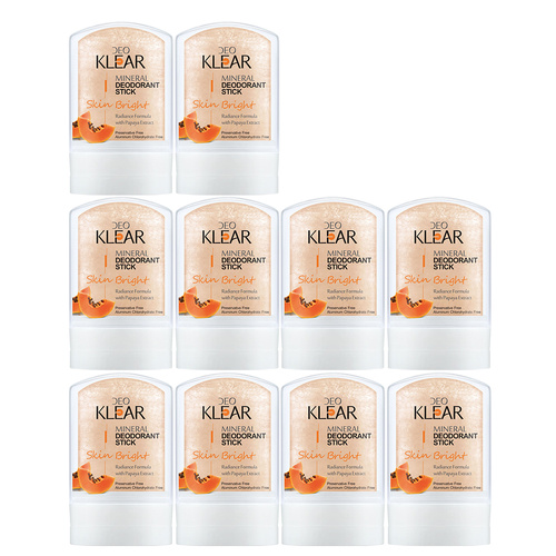 Deoklear Skin Bright Papaya Mineral Deodorant 60g Aluminium Free Pack of 10