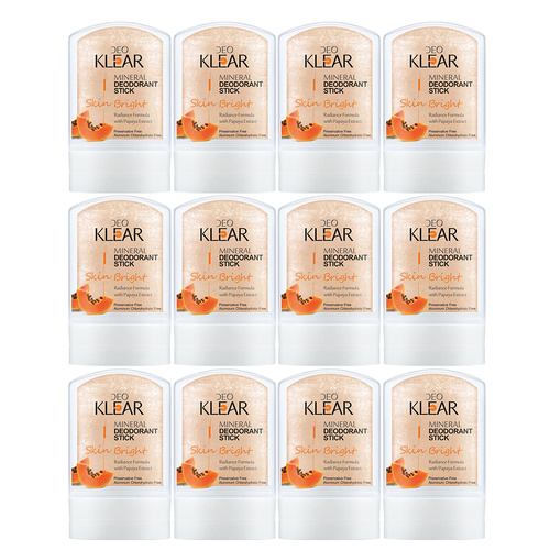 Deoklear Papaya Mineral Deodorant 60g Aluminium Free Niacinamide 12 Pack