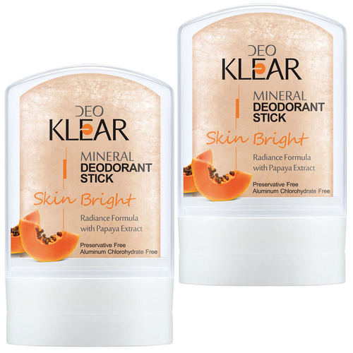 Deoklear Mineral Deodorant Skin Bright Papaya 60g Aluminium Free 2 Pack