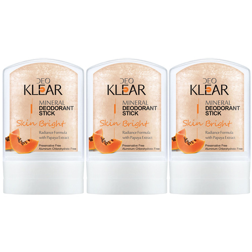 Deoklear Mineral Deodorant Skin Bright Papaya 3 Pack 60g Aluminium Free