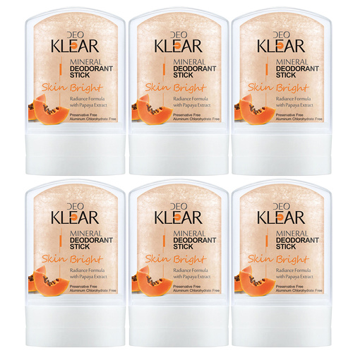Deoklear Mineral Deodorant Skin Bright Papaya 60g Aluminium Free Pack of 6