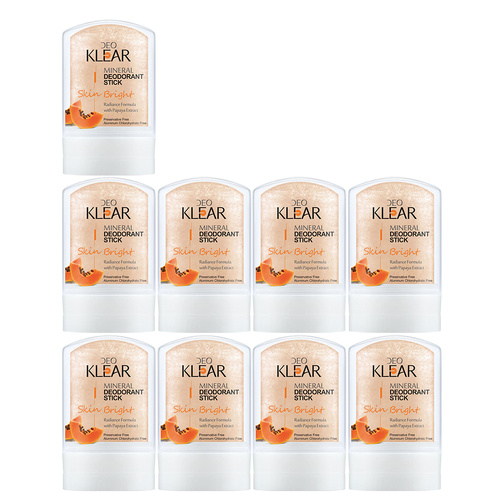 Deoklear Mineral Deodorant Skin Bright Papaya 60g Aluminium Free Pack of 9