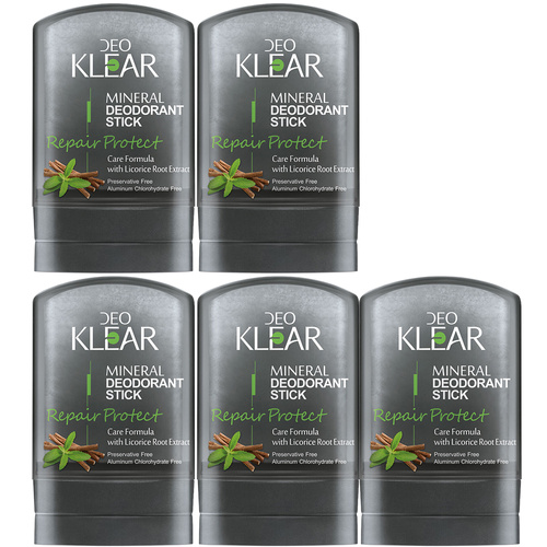 Deoklear Mineral Deodorant Repair Protect Licorice 60g Aluminium Free Pack of 5