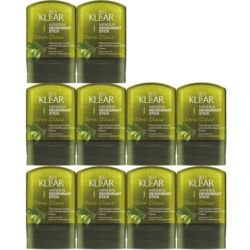 Deoklear Mineral Deodorant Mediterranean Olive 60g Pack of 10 Aluminium Free