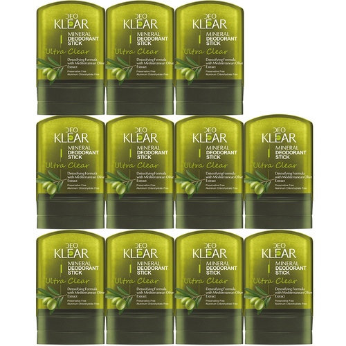 Deoklear Mineral Deodorant Mediterranean Olive 60g Aluminium Free Pack of 11