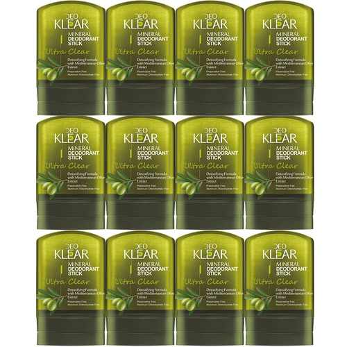 Deoklear Mineral Deodorant Mediterranean Olive 60g Aluminium Free Pack of 12