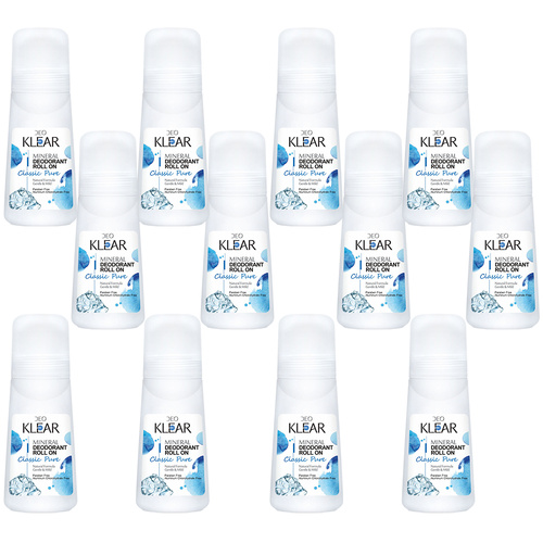 Deoklear Mineral Deodorant Classic Pure Roll On 100ml Bundle 12 Pack